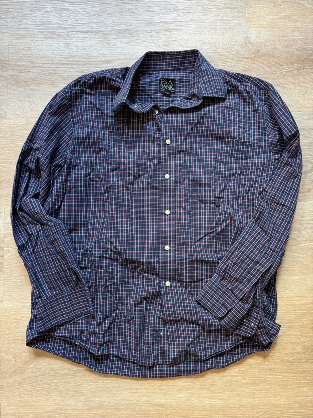 Jos A Bank Cotton Button Down Plaid Shirt